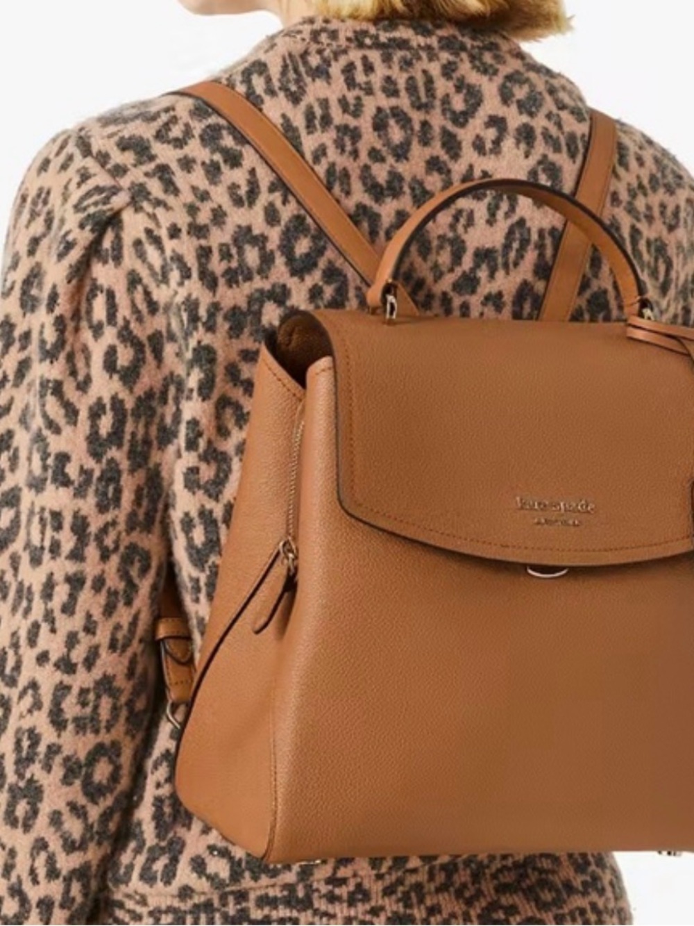 kate spade Tan Pebbled Leather Thompson Medium Backpack with Top Handle